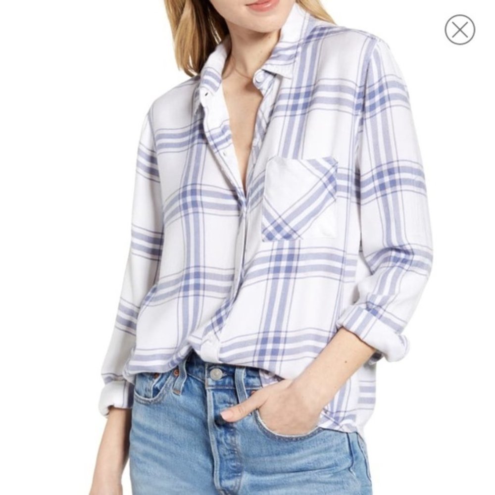 RAILS x Hunter flannel blue and white size XS